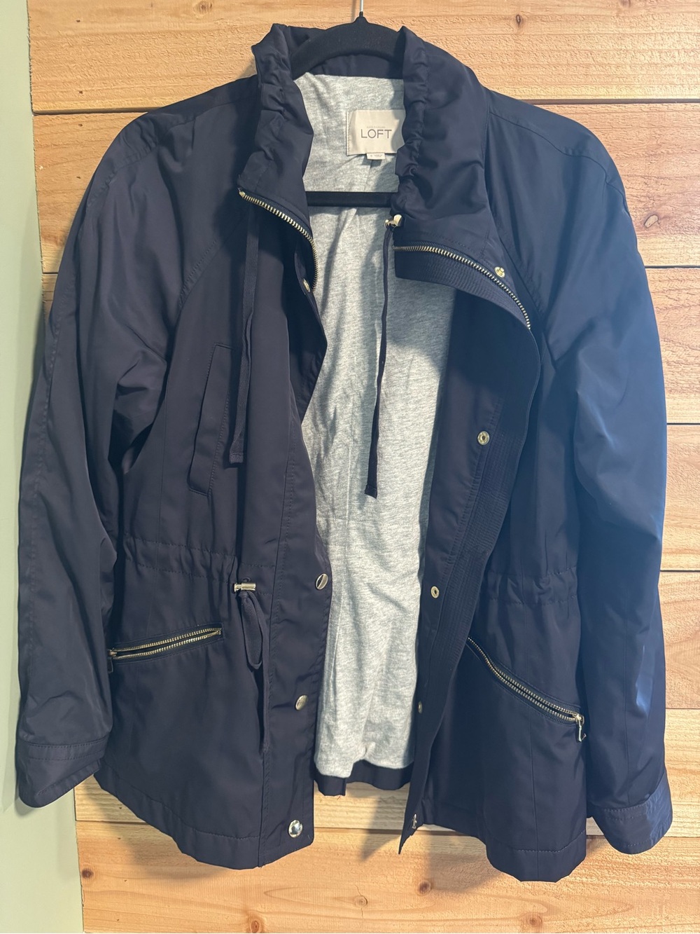 LOFT Navy Utility Anorak Jacket Soft Lined Lightweight Coat